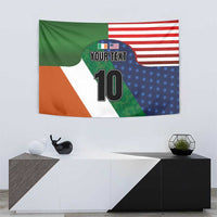 Custom Ireland and United States Tapestry Shamrocks and American Flag Style
