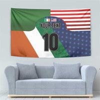 Custom Ireland and United States Tapestry Shamrocks and American Flag Style