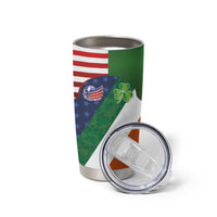 Custom Ireland and United States Tumbler Cup Shamrocks and American Flag Style
