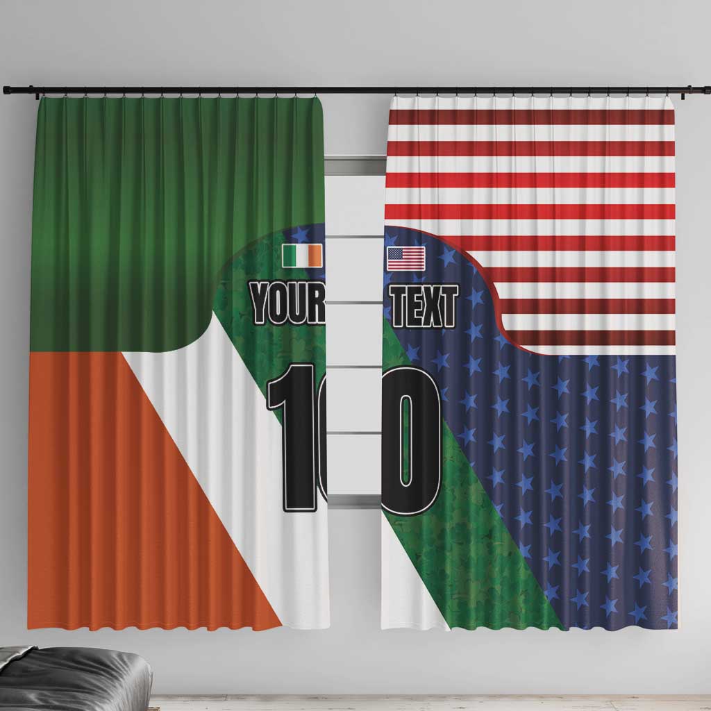 Custom Ireland and United States Window Curtain Shamrocks and American Flag Style