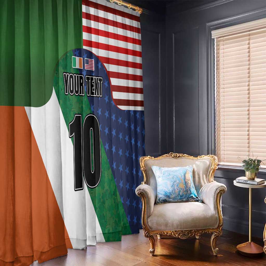 Custom Ireland and United States Window Curtain Shamrocks and American Flag Style