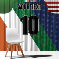 Custom Ireland and United States Window Curtain Shamrocks and American Flag Style