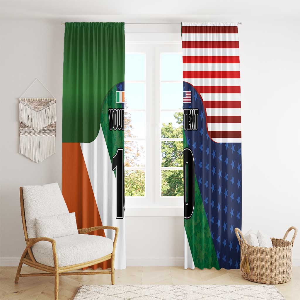 Custom Ireland and United States Window Curtain Shamrocks and American Flag Style