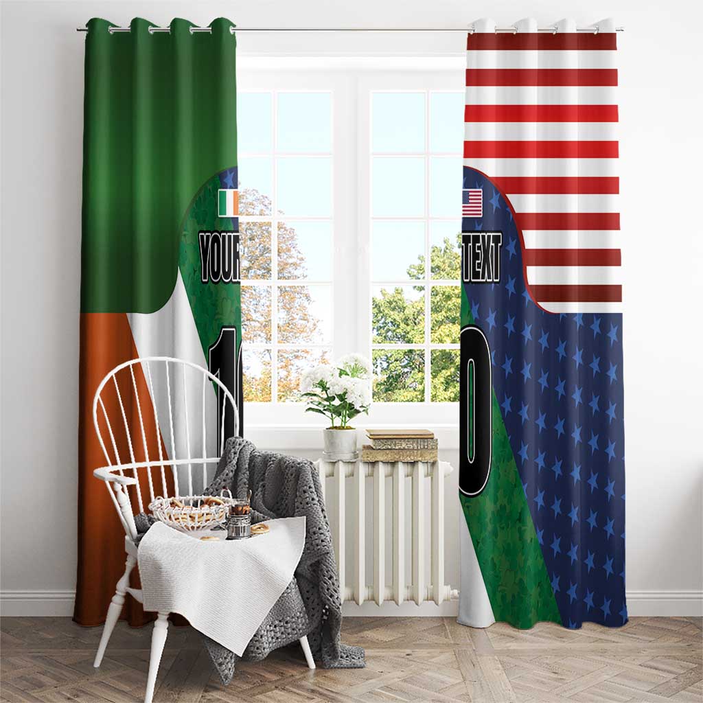 Custom Ireland and United States Window Curtain Shamrocks and American Flag Style