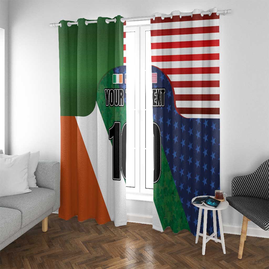 Custom Ireland and United States Window Curtain Shamrocks and American Flag Style