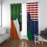 Custom Ireland and United States Window Curtain Shamrocks and American Flag Style