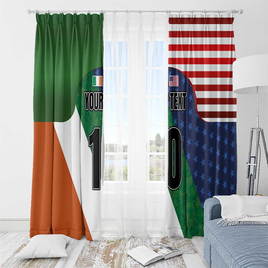Custom Ireland and United States Window Curtain Shamrocks and American Flag Style