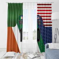 Custom Ireland and United States Window Curtain Shamrocks and American Flag Style