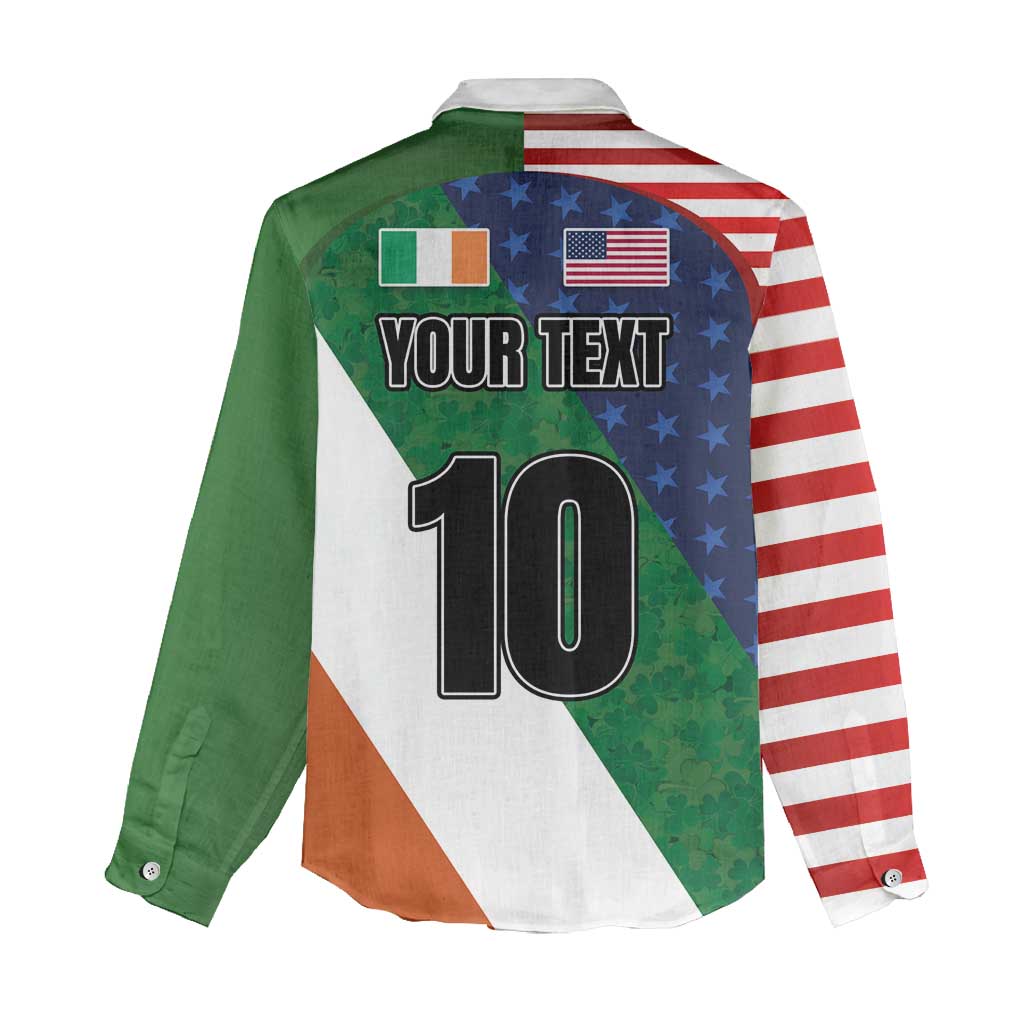 Custom Ireland and United States Women Casual Shirt Shamrocks and American Flag Style