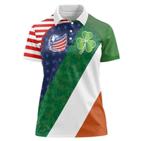 Custom Ireland and United States Women Polo Shirt Shamrocks and American Flag Style
