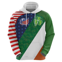 Custom Ireland and United States Zip Hoodie Shamrocks and American Flag Style