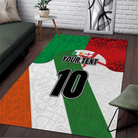 Custom Ireland and England Area Rug Celtic Shanrocks and Roses with Red Cross