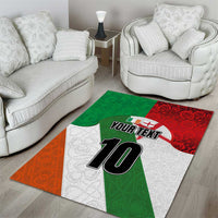 Custom Ireland and England Area Rug Celtic Shanrocks and Roses with Red Cross