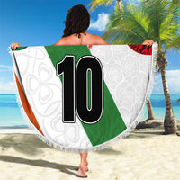 Custom Ireland and England Beach Blanket Celtic Shanrocks and Roses with Red Cross