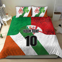 Custom Ireland and England Bedding Set Celtic Shanrocks and Roses with Red Cross