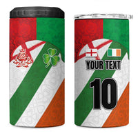 Custom Ireland and England 4 in 1 Can Cooler Tumbler Celtic Shanrocks and Roses with Red Cross
