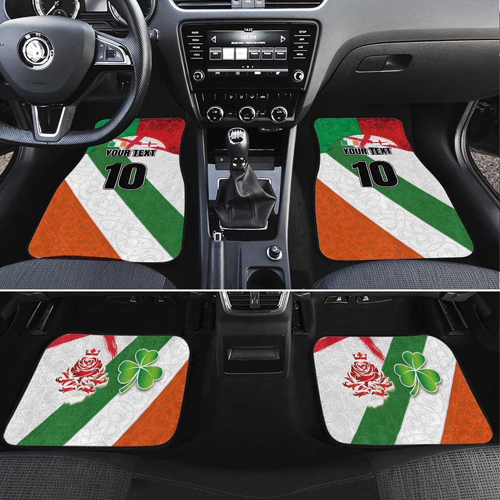 Custom Ireland and England Car Mats Celtic Shanrocks and Roses with Red Cross