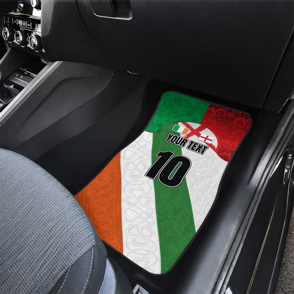 Custom Ireland and England Car Mats Celtic Shanrocks and Roses with Red Cross