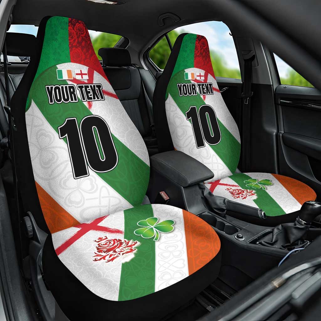 Custom Ireland and England Car Seat Cover Celtic Shanrocks and Roses with Red Cross