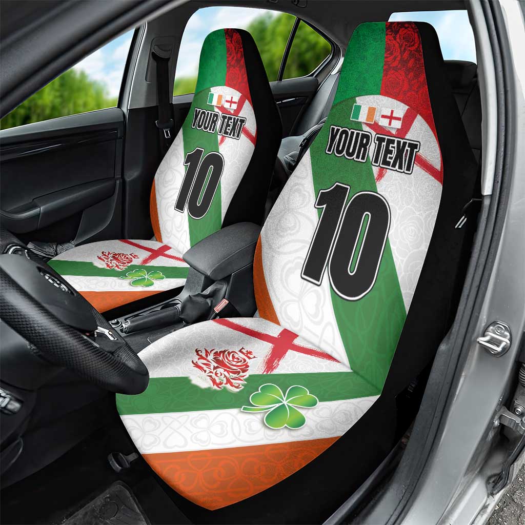 Custom Ireland and England Car Seat Cover Celtic Shanrocks and Roses with Red Cross