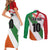 Custom Ireland and England Couples Matching Short Sleeve Bodycon Dress and Long Sleeve Button Shirt Celtic Shanrocks and Roses with Red Cross