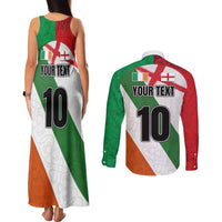 Custom Ireland and England Couples Matching Tank Maxi Dress and Long Sleeve Button Shirt Celtic Shanrocks and Roses with Red Cross