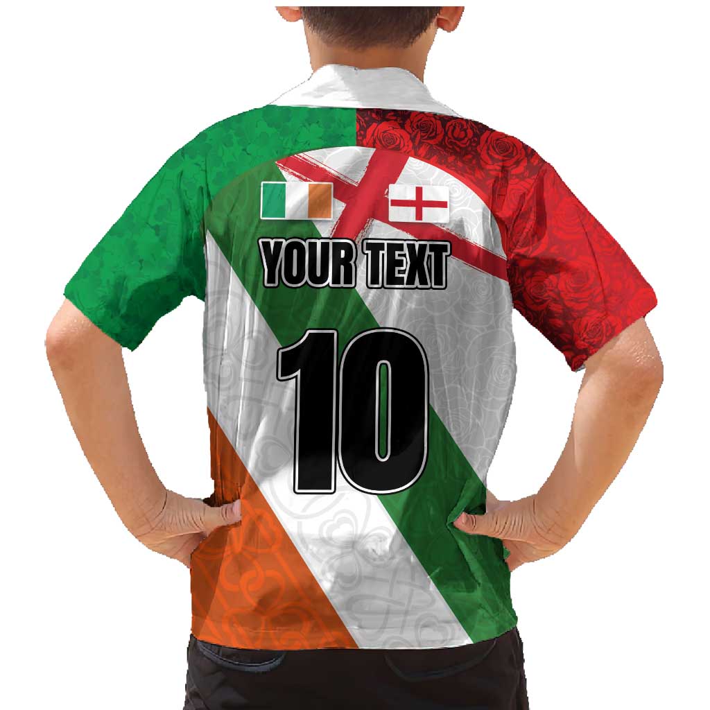 Custom Ireland and England Family Matching Mermaid Dress and Hawaiian Shirt Celtic Shanrocks and Roses with Red Cross