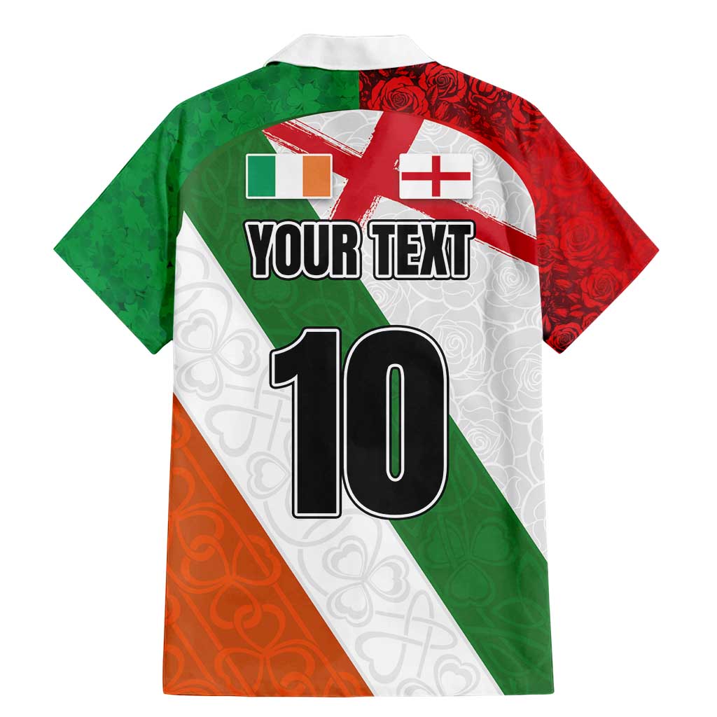 Custom Ireland and England Family Matching Mermaid Dress and Hawaiian Shirt Celtic Shanrocks and Roses with Red Cross