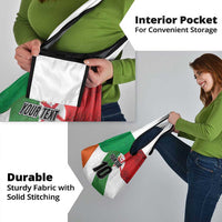 Custom Ireland and England Grocery Bag Celtic Shanrocks and Roses with Red Cross