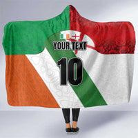 Custom Ireland and England Hooded Blanket Celtic Shanrocks and Roses with Red Cross