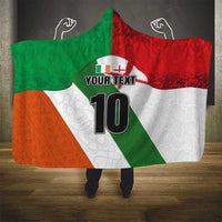 Custom Ireland and England Hooded Blanket Celtic Shanrocks and Roses with Red Cross