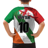 Custom Ireland and England Kid Hawaiian Shirt Celtic Shanrocks and Roses with Red Cross