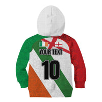 Custom Ireland and England Kid Hoodie Celtic Shanrocks and Roses with Red Cross