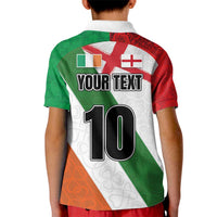Custom Ireland and England Kid Polo Shirt Celtic Shanrocks and Roses with Red Cross
