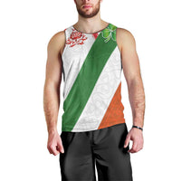 Custom Ireland and England Men Tank Top Celtic Shanrocks and Roses with Red Cross