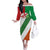 Custom Ireland and England Off The Shoulder Long Sleeve Dress Celtic Shanrocks and Roses with Red Cross