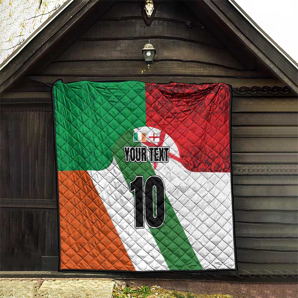 Custom Ireland and England Quilt Celtic Shanrocks and Roses with Red Cross