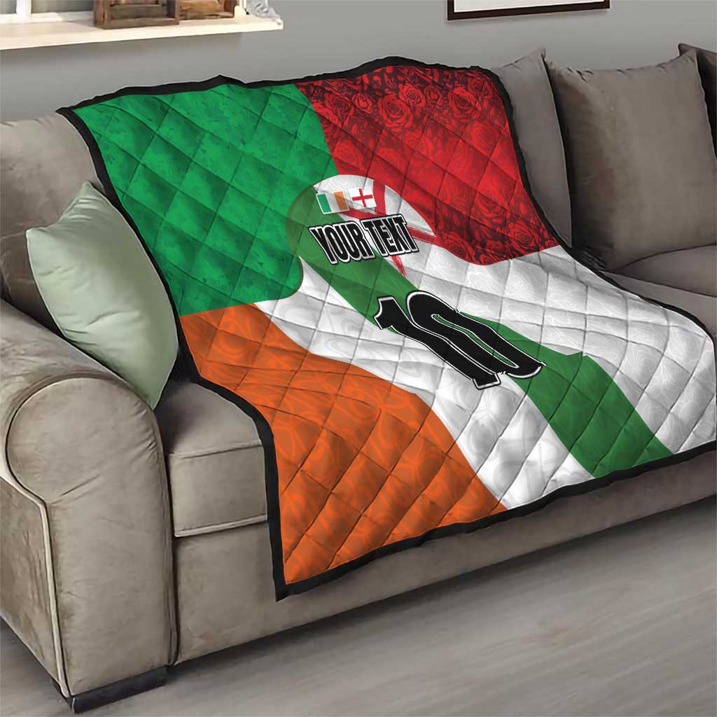 Custom Ireland and England Quilt Celtic Shanrocks and Roses with Red Cross