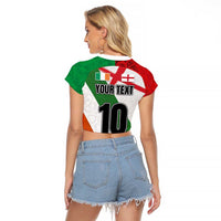 Custom Ireland and England Raglan Cropped T Shirt Celtic Shanrocks and Roses with Red Cross