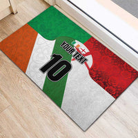 Custom Ireland and England Rubber Doormat Celtic Shanrocks and Roses with Red Cross