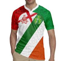 Custom Ireland and England Rugby Jersey Celtic Shanrocks and Roses with Red Cross