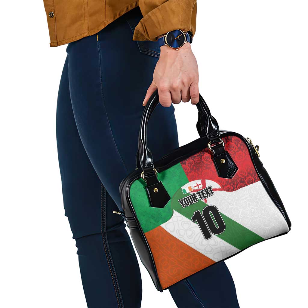 Custom Ireland and England Shoulder Handbag Celtic Shanrocks and Roses with Red Cross
