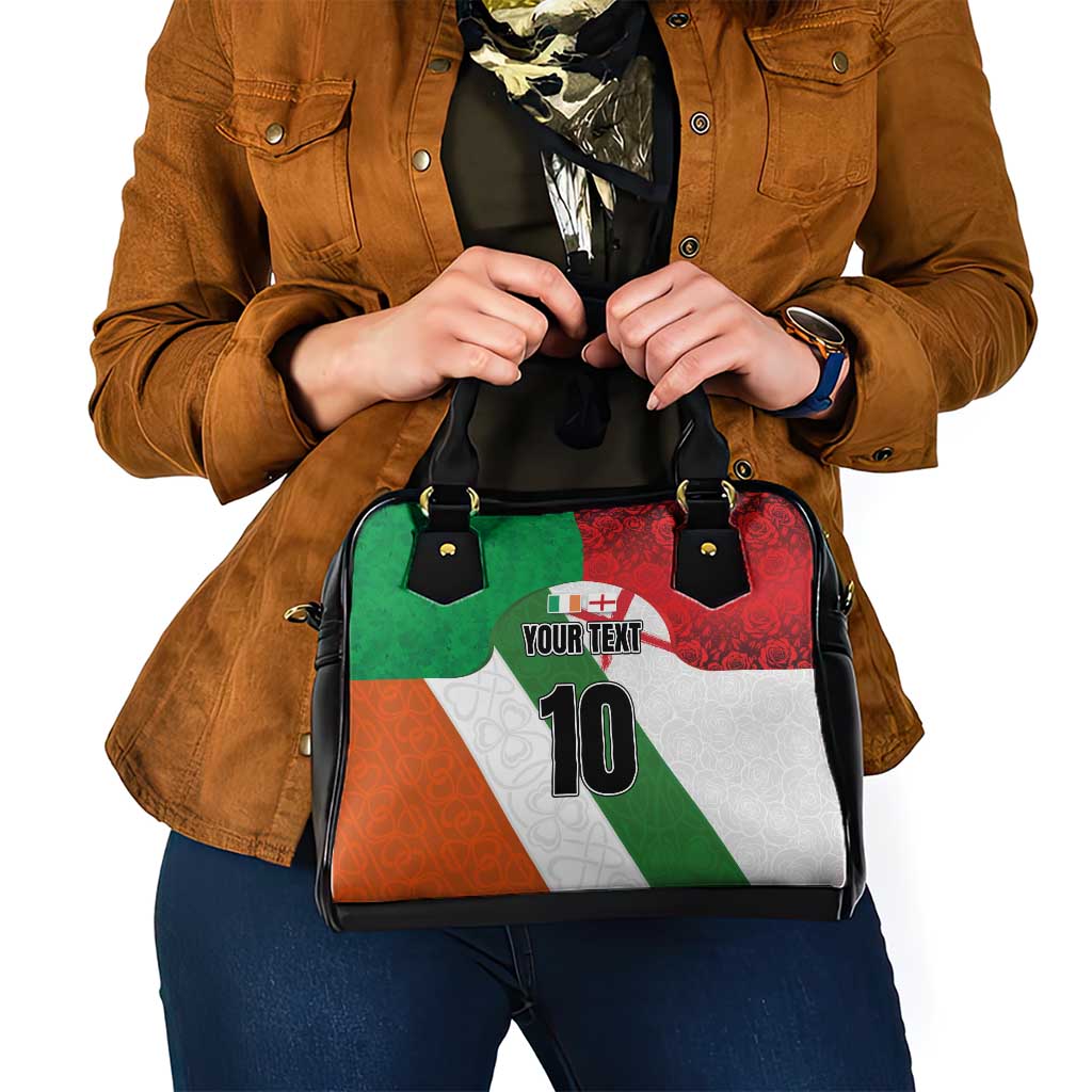 Custom Ireland and England Shoulder Handbag Celtic Shanrocks and Roses with Red Cross