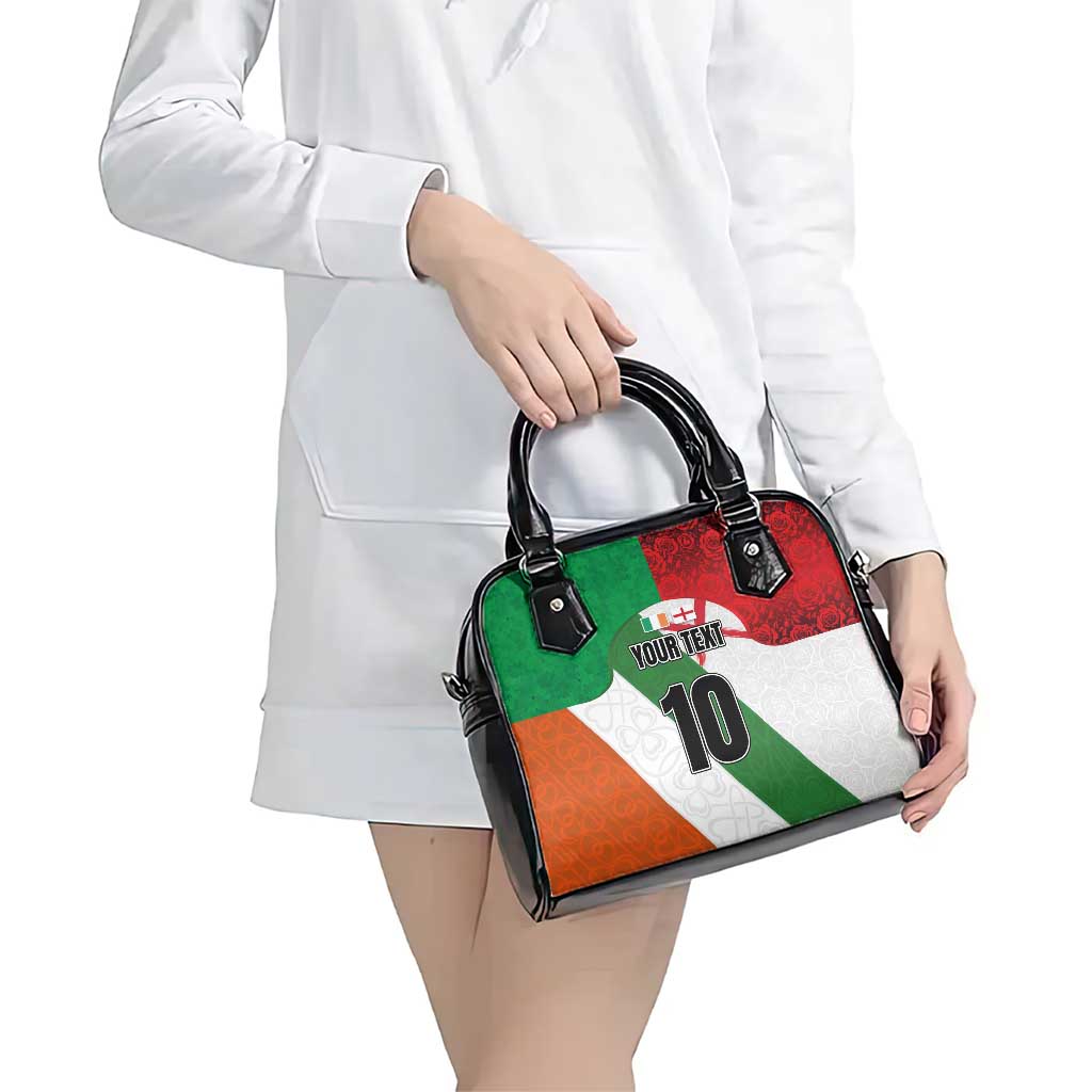 Custom Ireland and England Shoulder Handbag Celtic Shanrocks and Roses with Red Cross