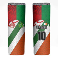 Custom Ireland and England Skinny Tumbler Celtic Shanrocks and Roses with Red Cross