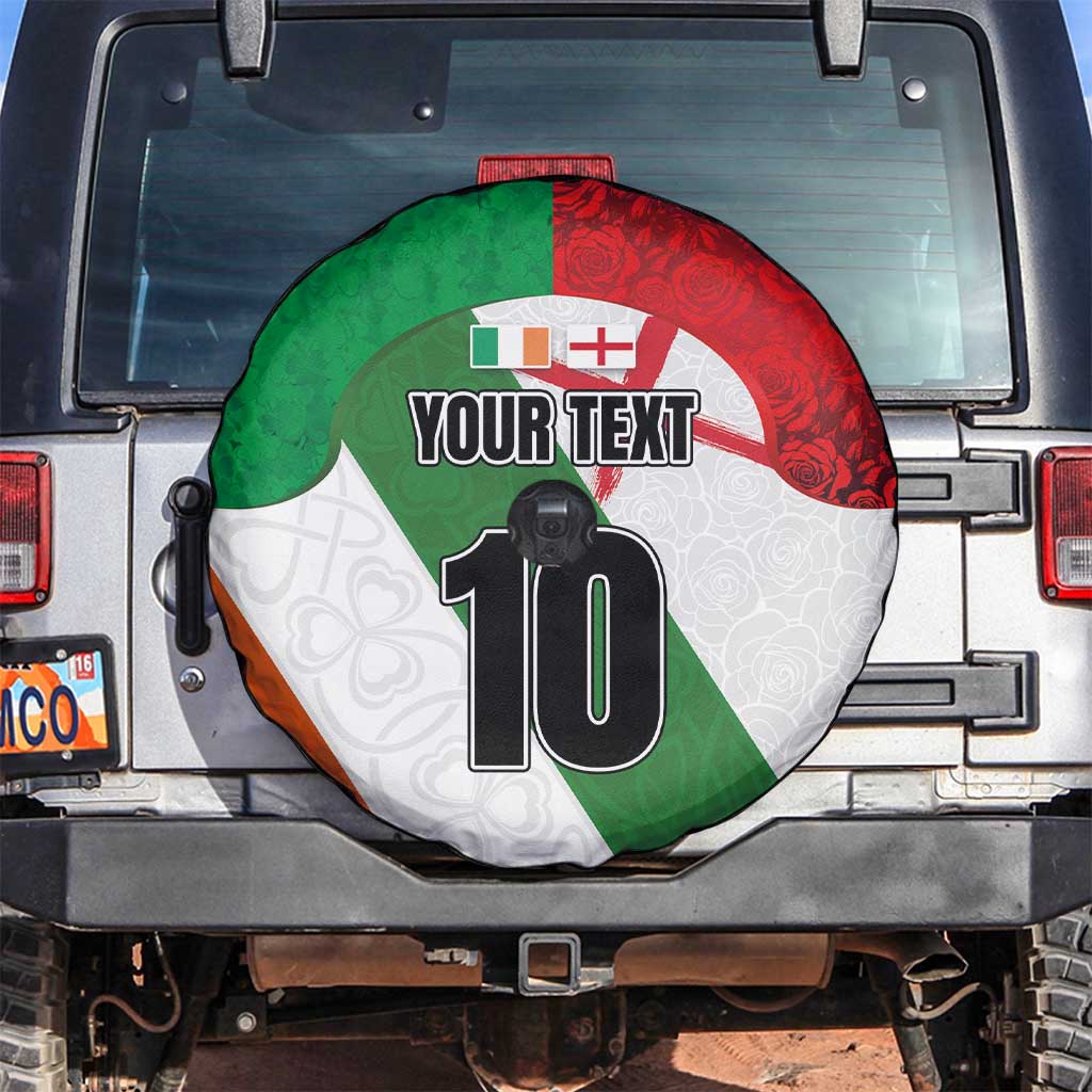 Custom Ireland and England Spare Tire Cover Celtic Shanrocks and Roses with Red Cross