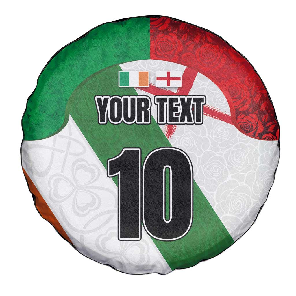 Custom Ireland and England Spare Tire Cover Celtic Shanrocks and Roses with Red Cross