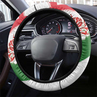 Ireland and England Steering Wheel Cover Celtic Shanrocks and Roses with Red Cross