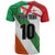 Custom Ireland and England T Shirt Celtic Shanrocks and Roses with Red Cross