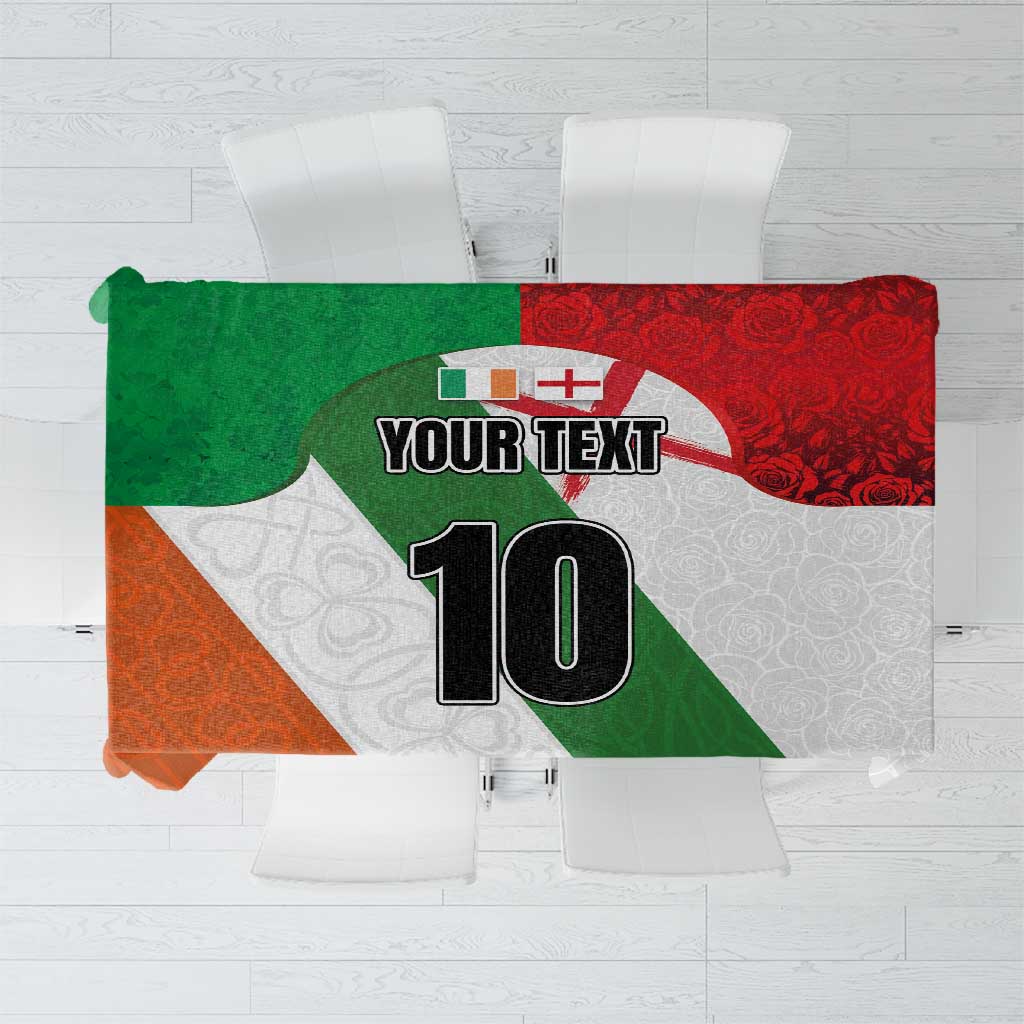 Custom Ireland and England Tablecloth Celtic Shanrocks and Roses with Red Cross